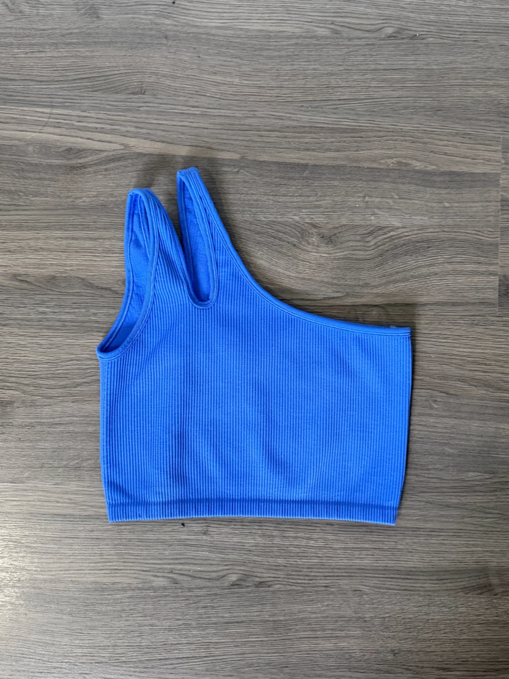 Aerie AE OFFLINE Blue Seamless One Shoulder Longline Sports Bra Unlined Ribbed